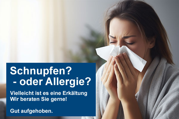 Frau schnupft in ein Tuch